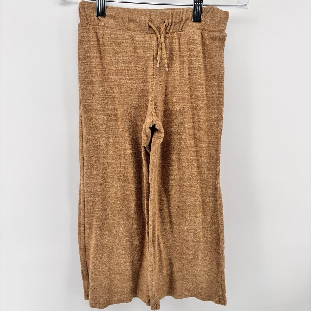 Old Navy Girls S 6-7 Tan Brown Wide Leg Knit Pull On Pants